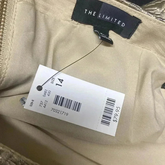 THE LIMITED Gold Paisley Brocade Pencil Skirt Size 14 Shimmery Bodycon Cocktail - Picture 12 of 12